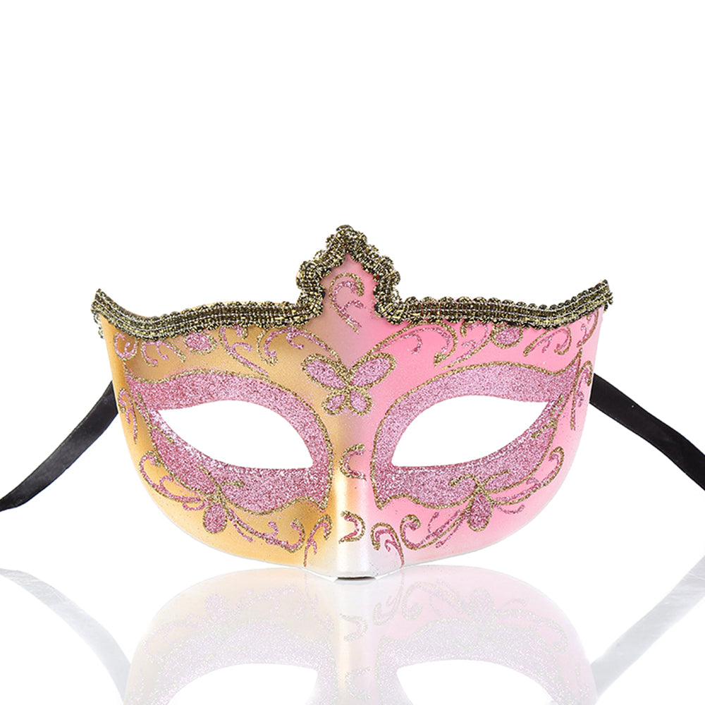 KELLY PINK Soft Gilded Venetian Eye Mask – Romantic Masquerade Style
