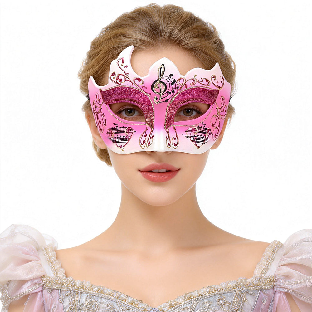 KELLY PINK Musical Motif Venetian Eye Mask – Romantic Masquerade Style