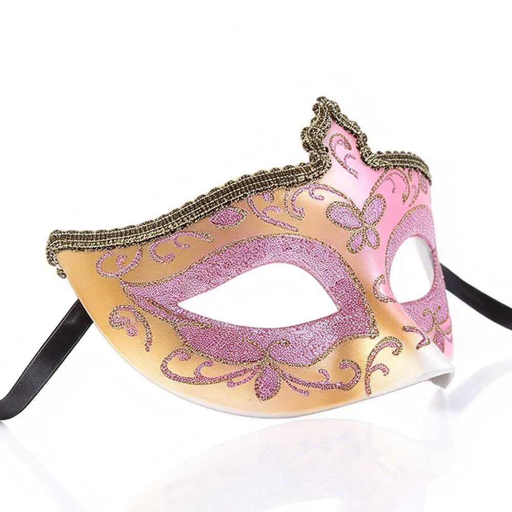 KELLY PINK Soft Gilded Venetian Eye Mask – Romantic Masquerade Style