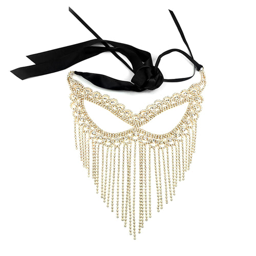 Bianca Gold Beaded Fringe Masquerade Mask