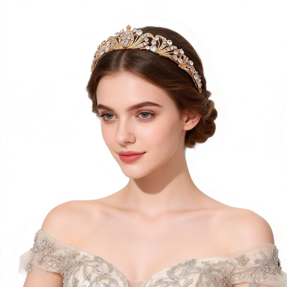 Bianca Gold Rhinestone Crown