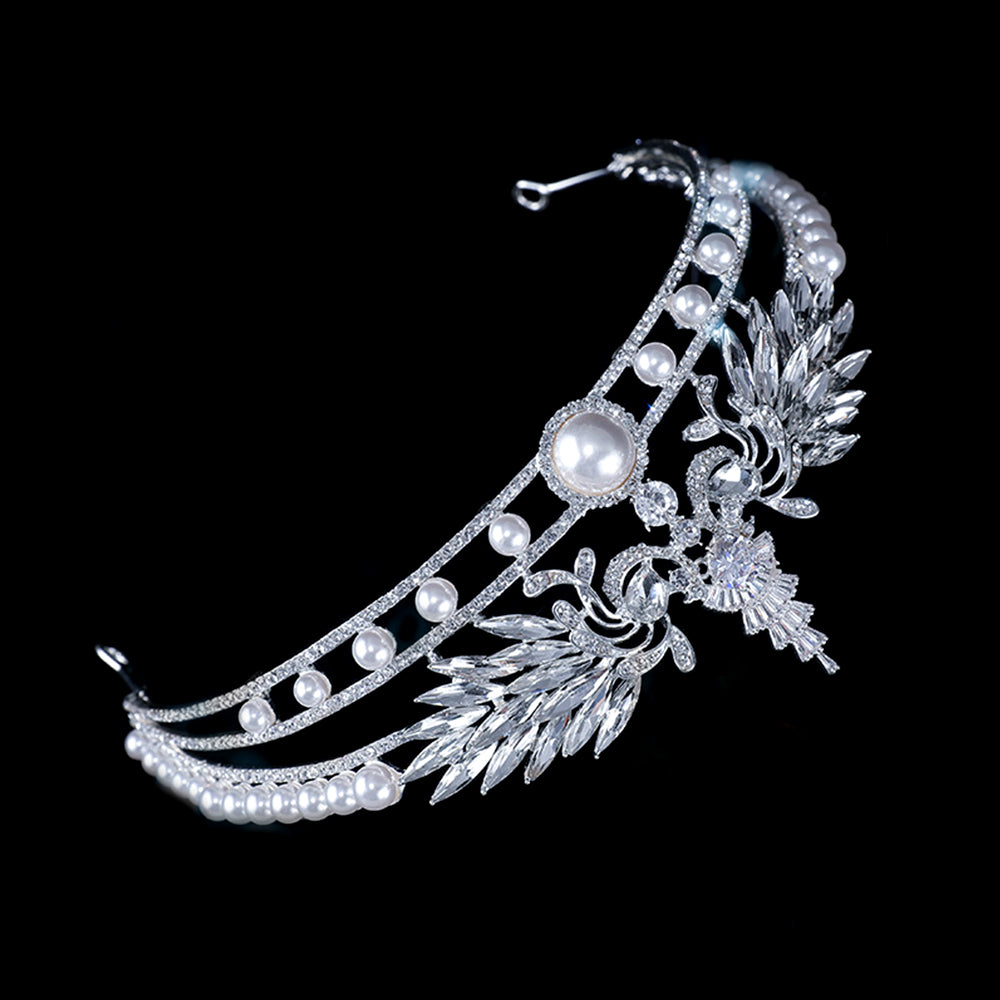 Bianca Silver Pearl Rhinestone Crown