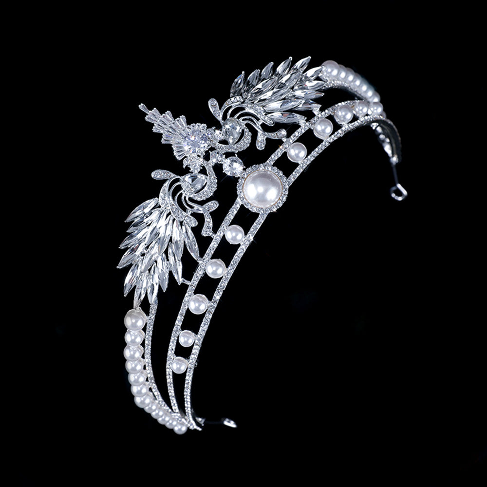 Bianca Silver Pearl Rhinestone Crown