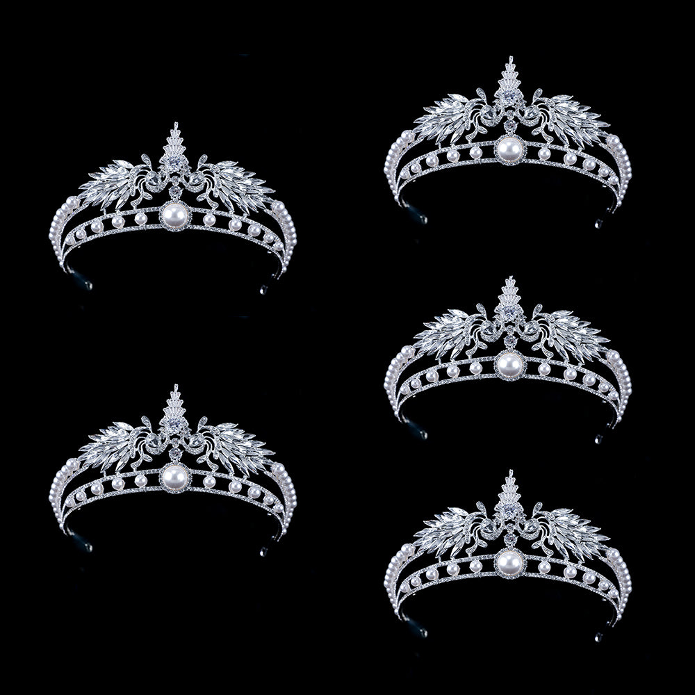 Bianca Silver Pearl Rhinestone Crown