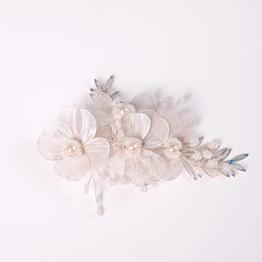 Kelly Pink Handmade Pearl Petal Side Hair Flower Accessory