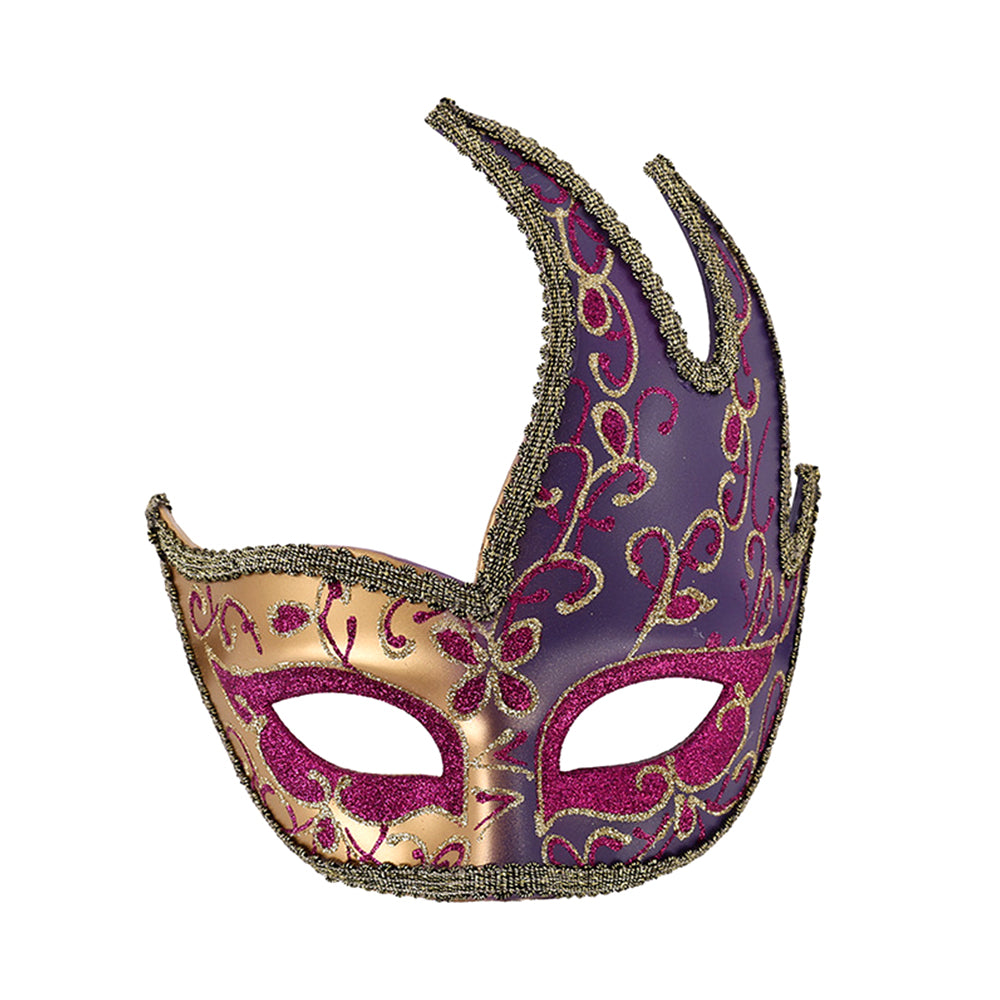 KELLY PINK Baroque Flame-Shaped Masquerade Mask with Ornamental Detailing