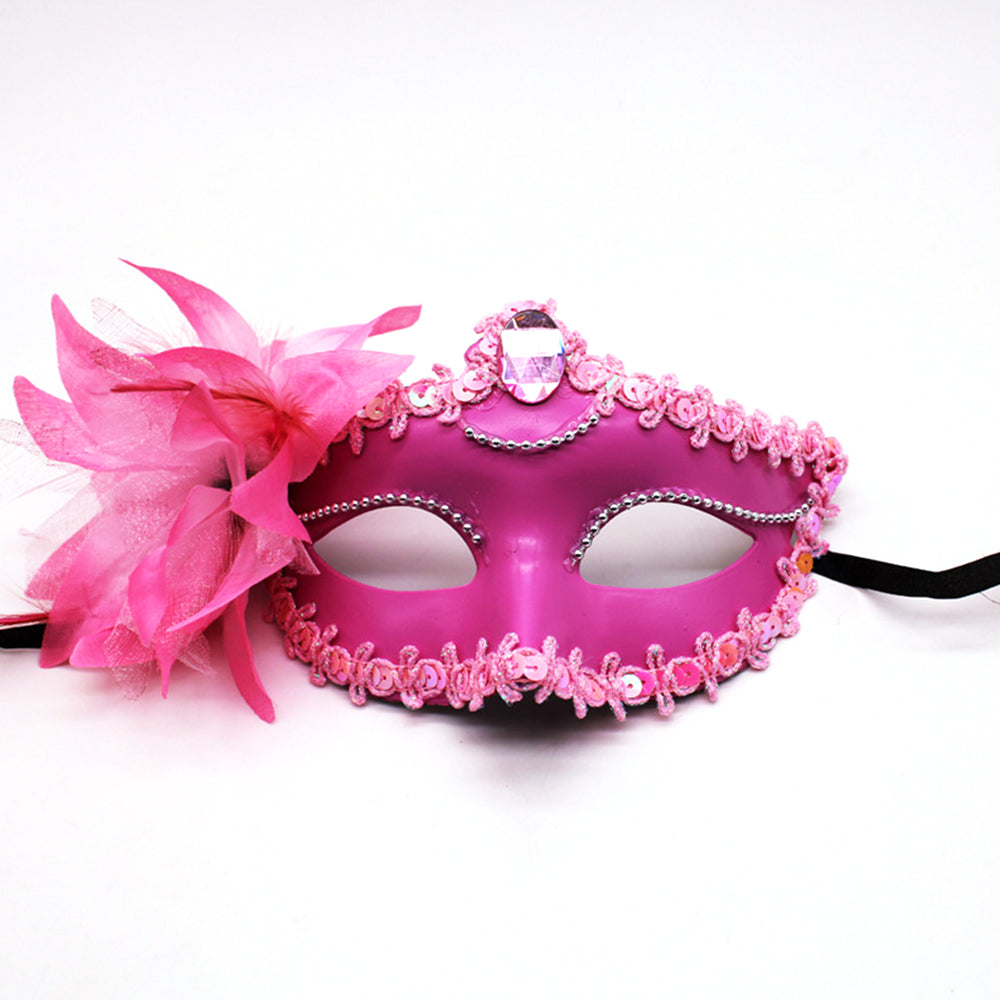 KELLY PINK Floral Feather Venetian Masquerade Mask – Romantic Baroque Style