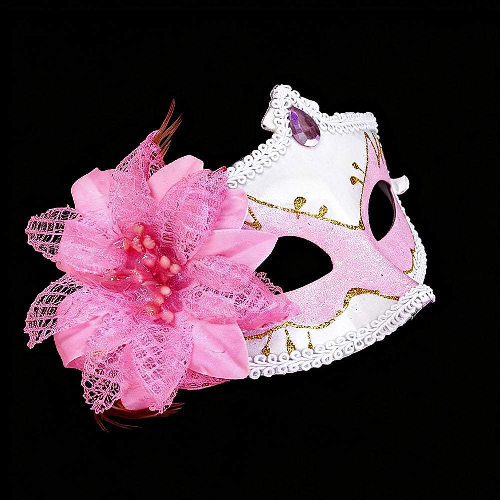 KELLY PINK Floral Lace Venetian Masquerade Mask – Romantic Elegance Style
