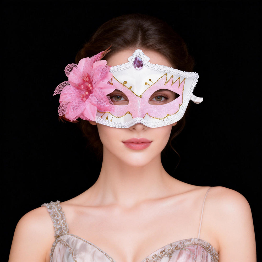 KELLY PINK Floral Lace Venetian Masquerade Mask – Romantic Elegance Style