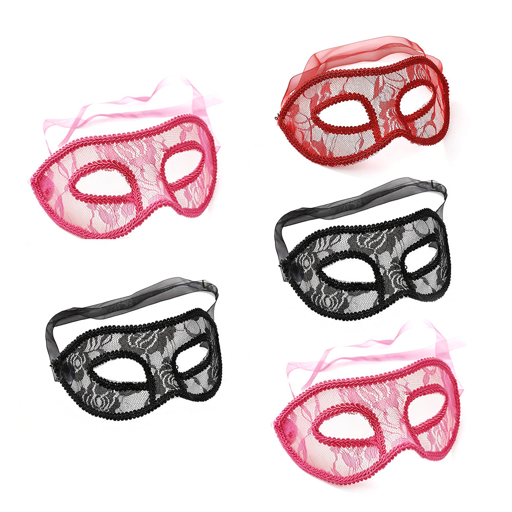 KELLY PINK Classic Lace Eye Mask Set – Elegant Masquerade Style