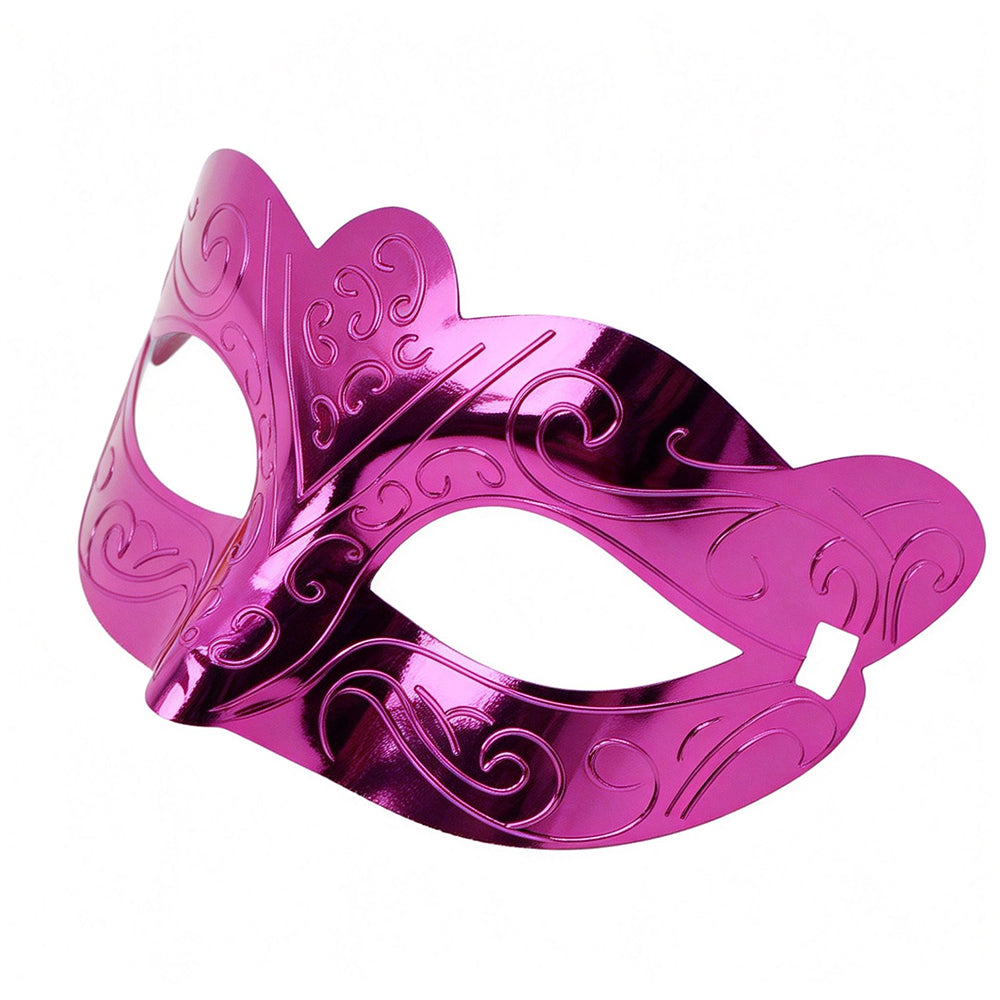 KELLY PINK Metallic Filigree Venetian Eye Mask – Modern Baroque Style
