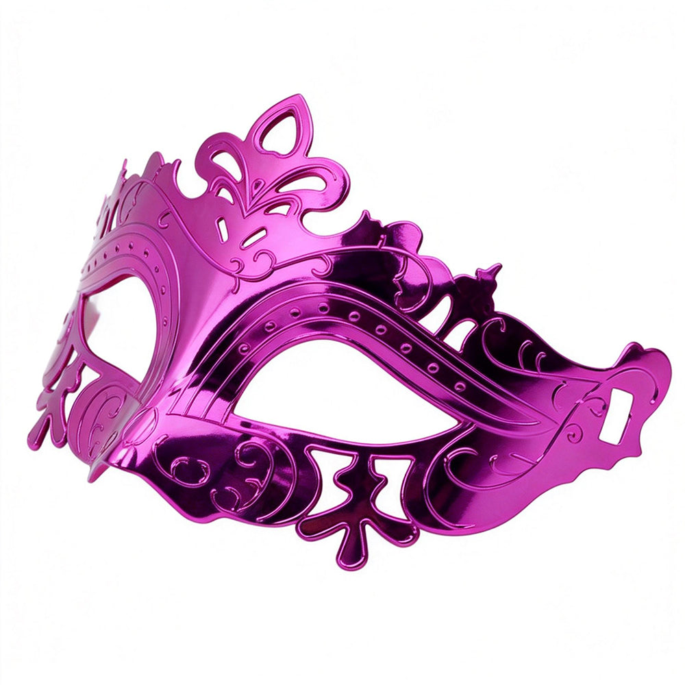 KELLY PINK Crowned Metallic Venetian Eye Mask – Regal Masquerade Style