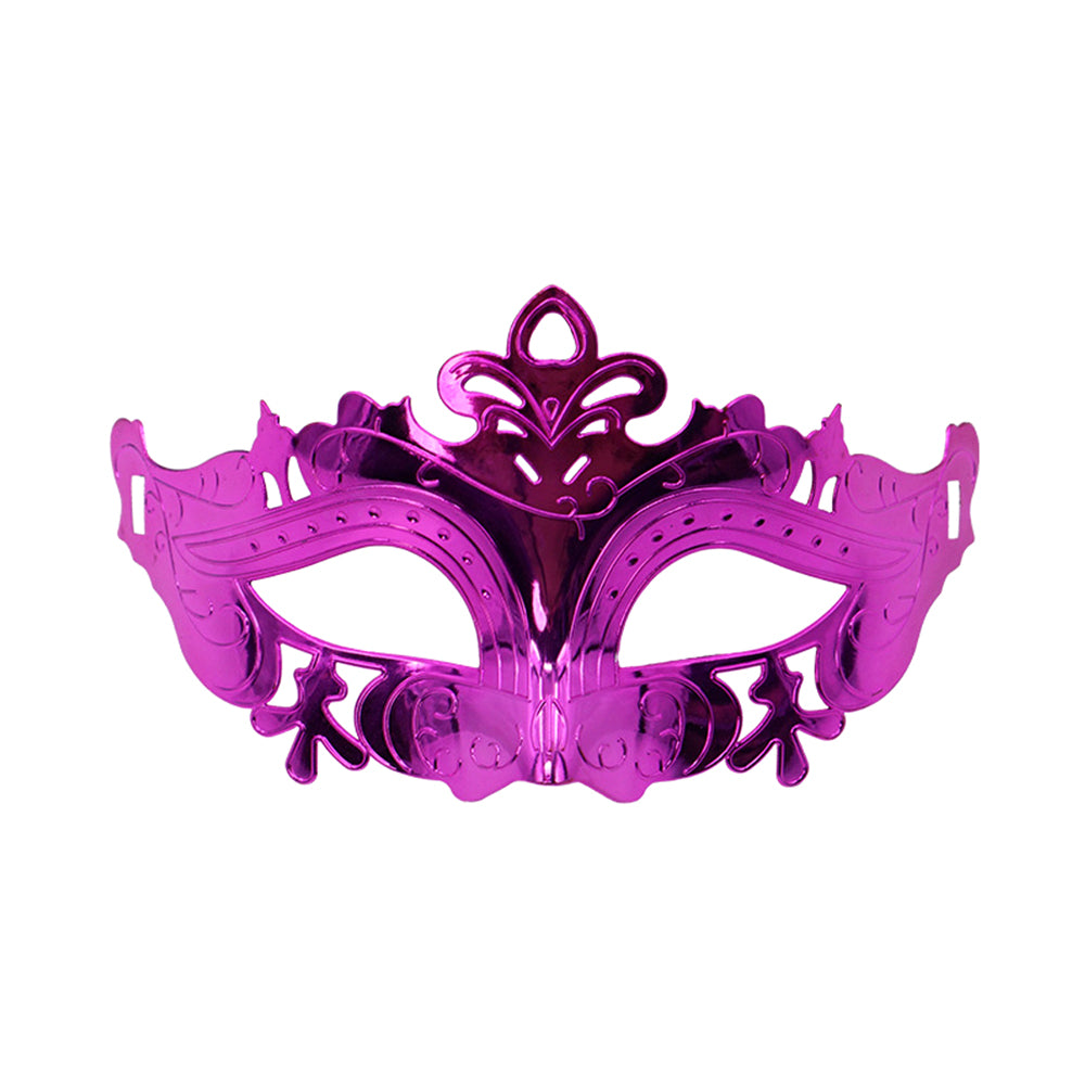 KELLY PINK Crowned Metallic Venetian Eye Mask – Regal Masquerade Style
