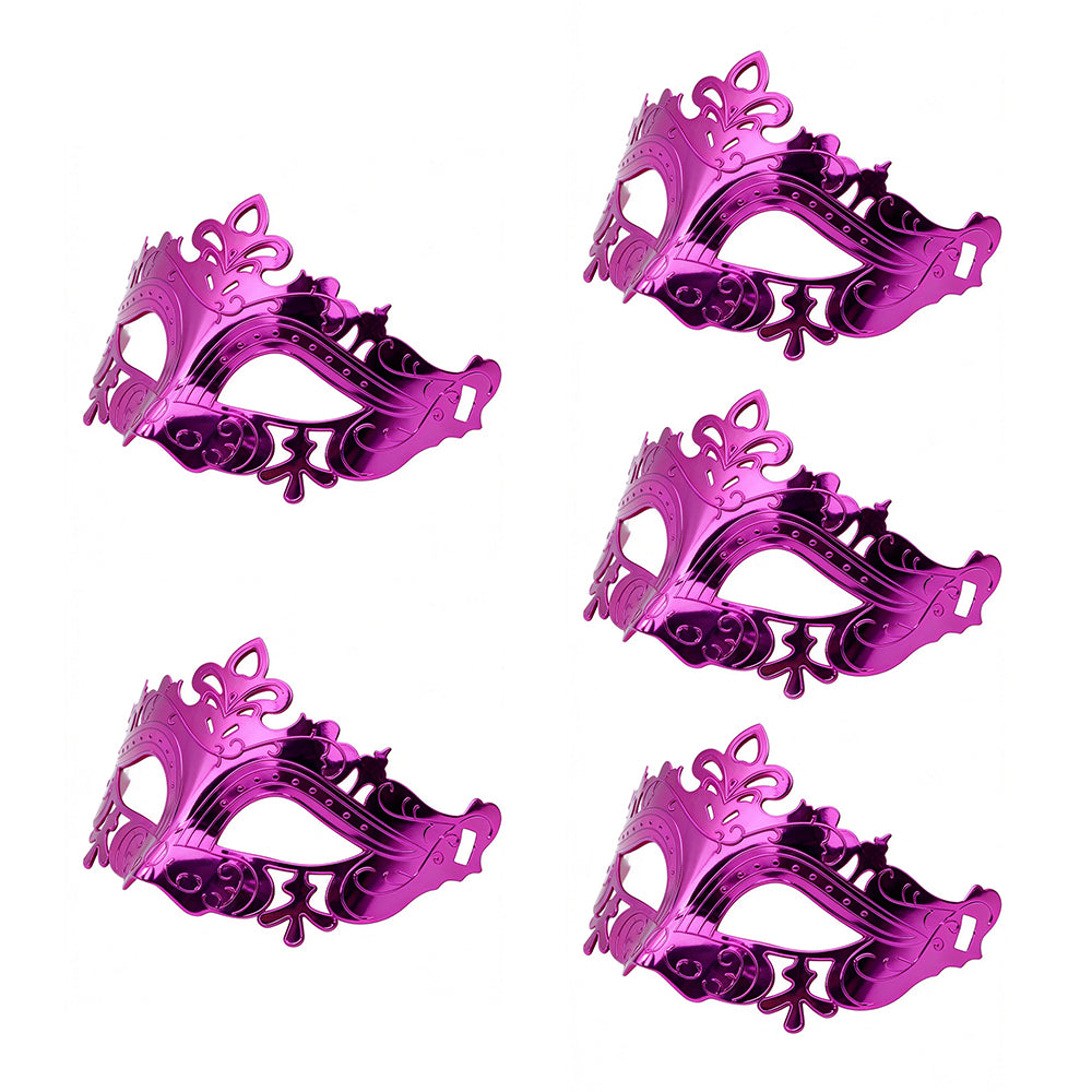 KELLY PINK Crowned Metallic Venetian Eye Mask – Regal Masquerade Style