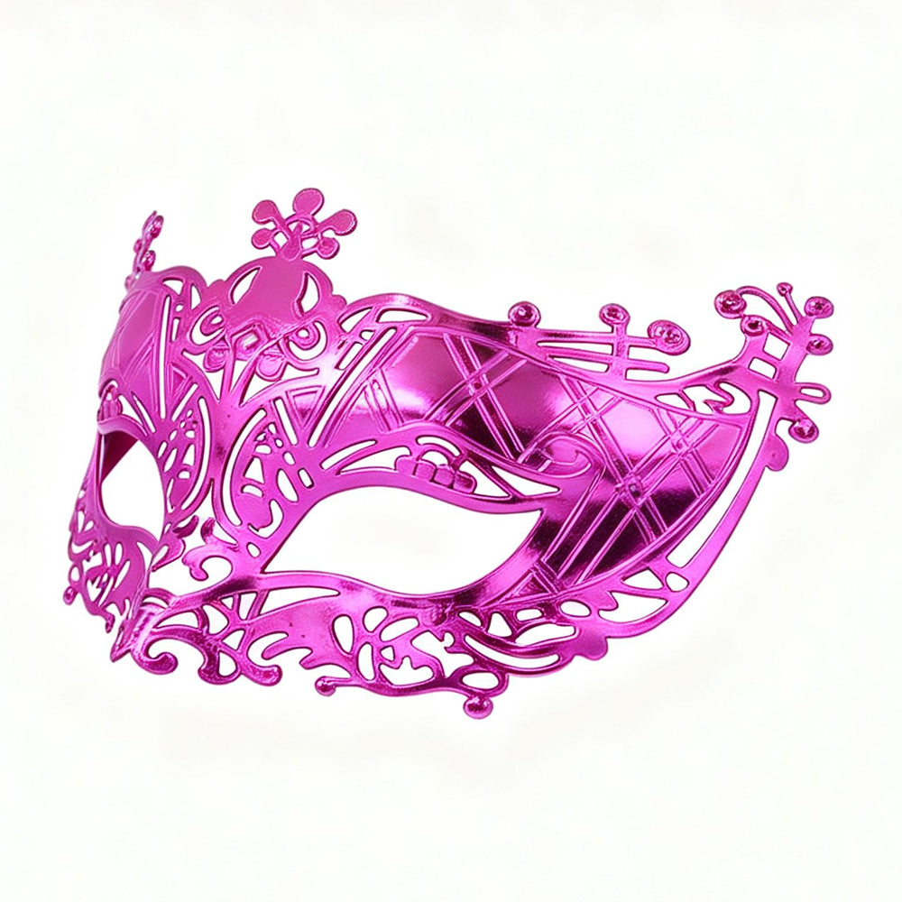 KELLY PINK Ornate Crowned Venetian Eye Mask – Royal Masquerade Style