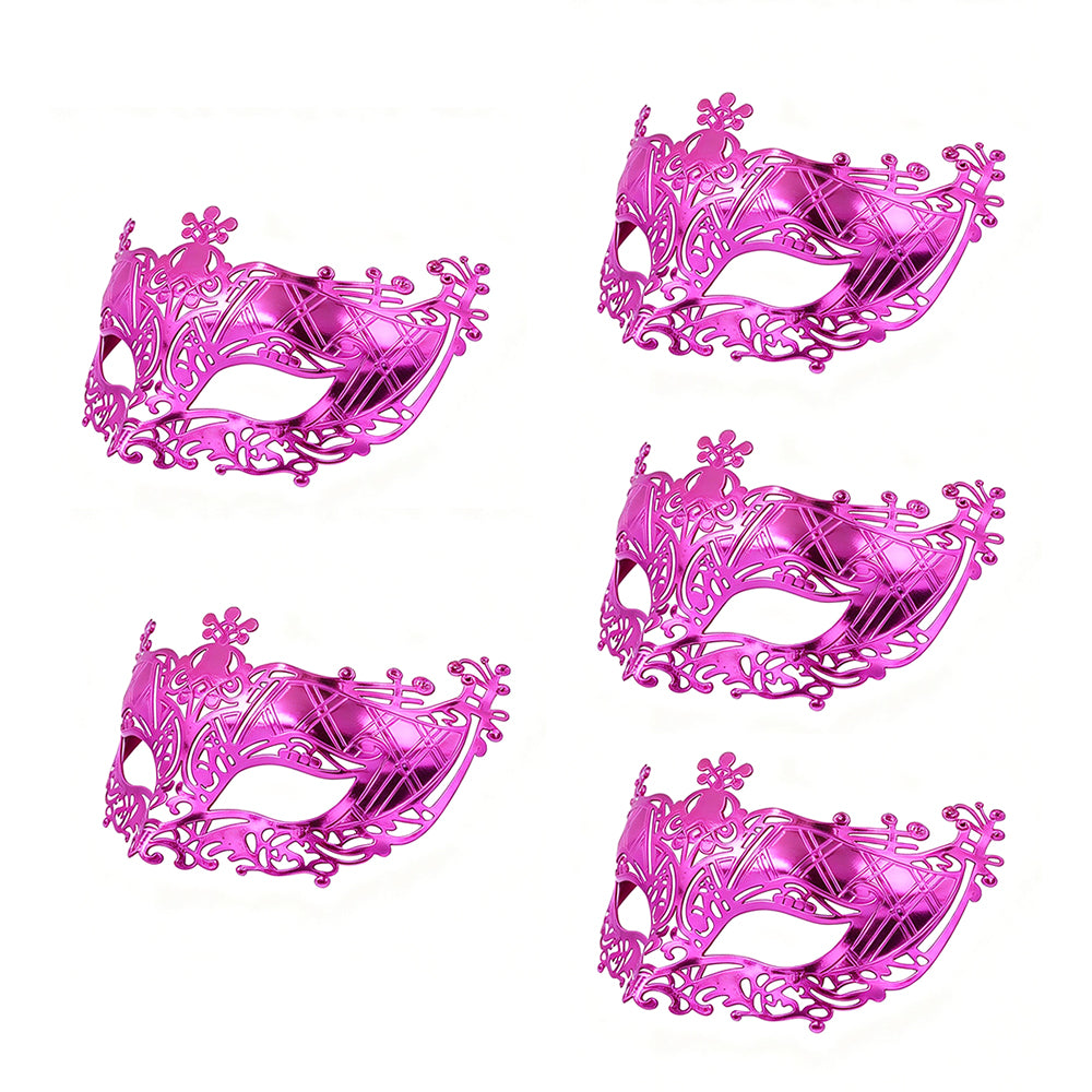 KELLY PINK Ornate Crowned Venetian Eye Mask – Royal Masquerade Style