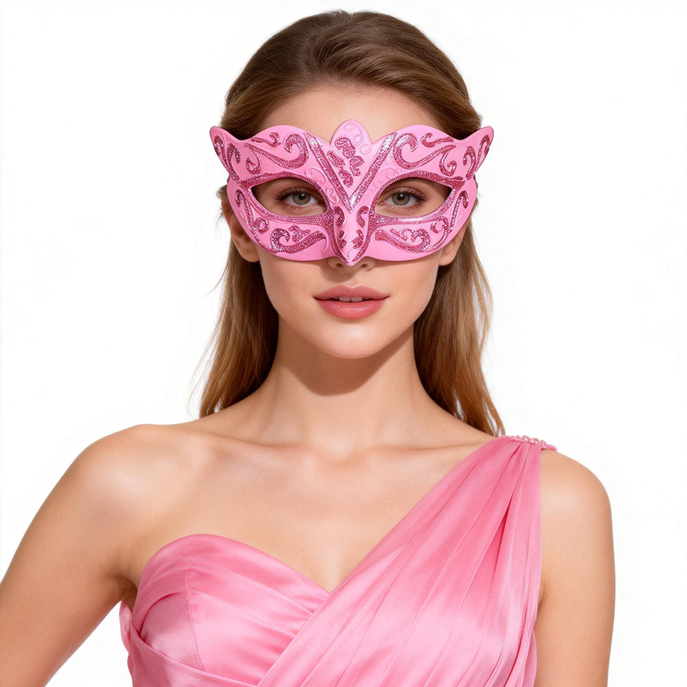 KELLY PINK Soft Filigree Venetian Eye Mask – Romantic Masquerade Style