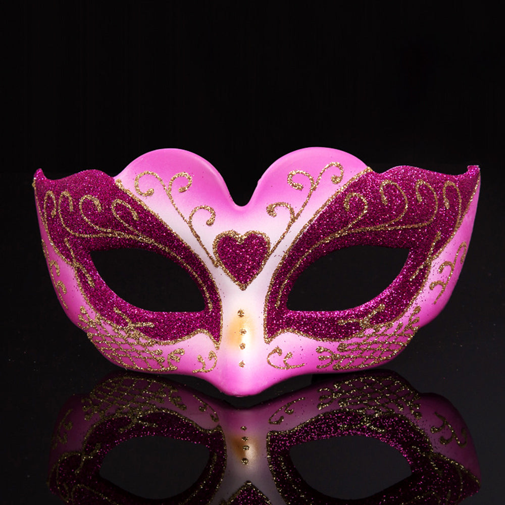 KELLY PINK Heart Motif Venetian Eye Mask – Romantic Masquerade Style