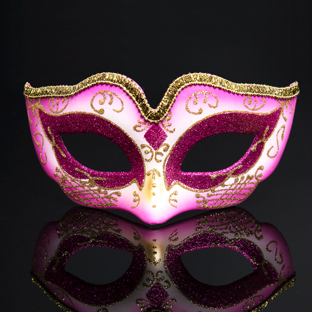 KELLY PINK Gilded Scroll Venetian Eye Mask – Romantic Masquerade Style