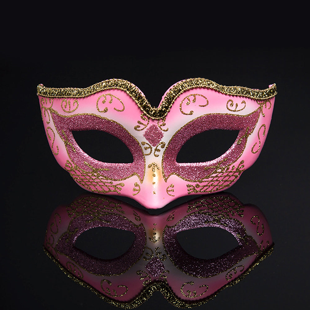 KELLY PINK Gilded Scroll Venetian Eye Mask – Romantic Masquerade Style