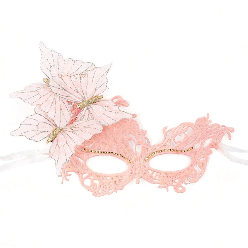 KELLY PINK Butterfly Lace Venetian Eye Mask – Romantic Couture Style