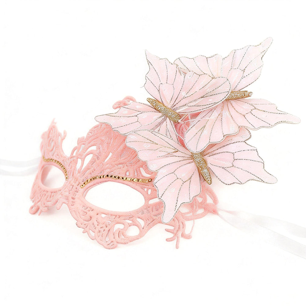 KELLY PINK Butterfly Lace Venetian Eye Mask – Romantic Couture Style
